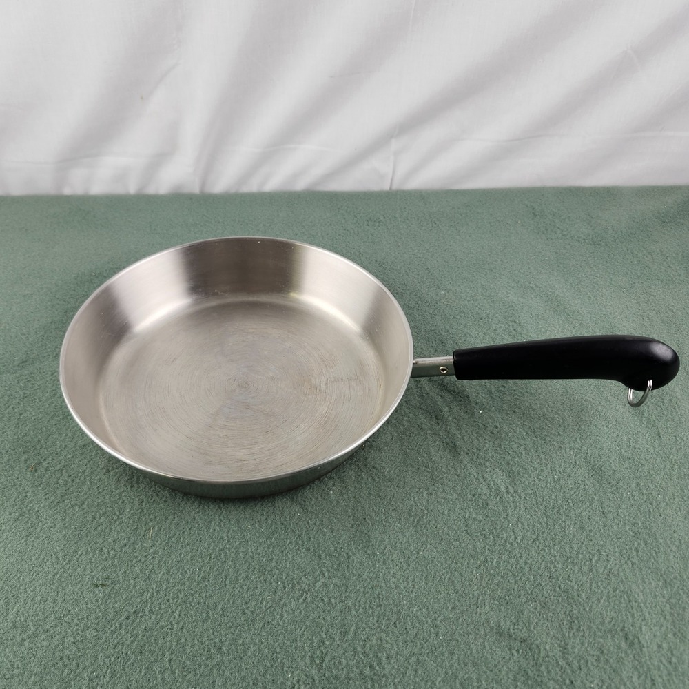 Vintage Revere Ware 9"  Skillet Copper Bottom Stainless 1801 Clinton, IL 96
